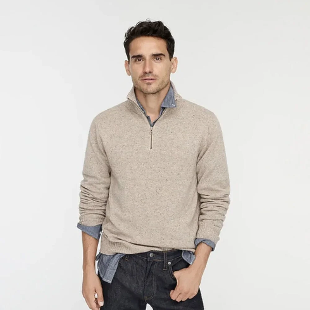 J. Crew Rugged Merino Wool Blend Quarter Zip Sweater